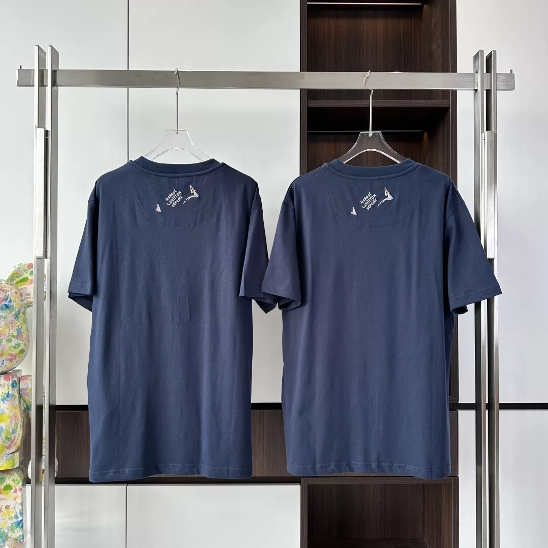 EMBROIDERED COTTON T-SHIRT IN BLUE - LSVT0283