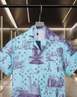 LV Printed Short-Sleeved Silk Shirt - LVS037