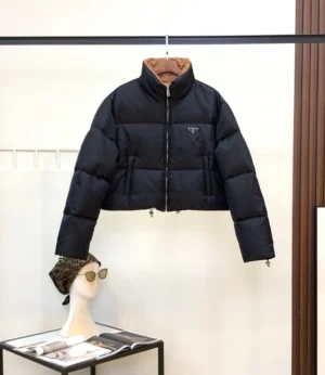 Prada Black Cropped Re-nylon Down Jacket - PC008